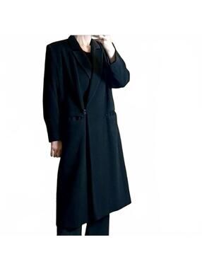 Vintage Fleurette 100% Camel Hair Black Classic Single breast Dressy Overcoat XL
